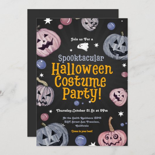 Spooktaculaire uitnodiging van de Costume Party (Voorkant / Achterkant)