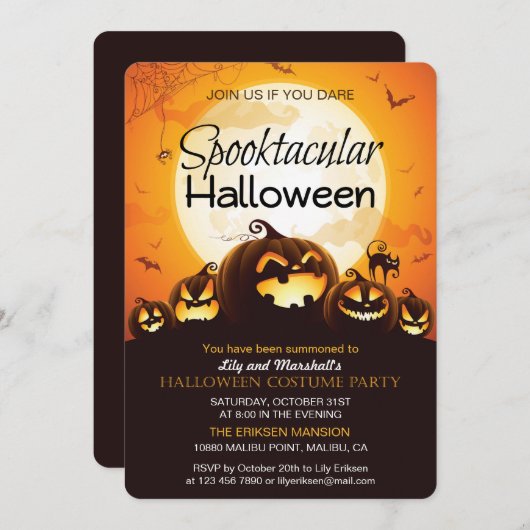 Spooktaculaire uitnodiging van Halloween Costume P (Voorkant / Achterkant)