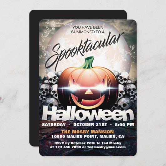 Spooktaculaire uitnodiging van Halloween Party (Voorkant / Achterkant)