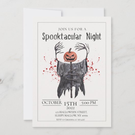 Spooktaculaire uitnodiging van Halloween Party (Voorkant)