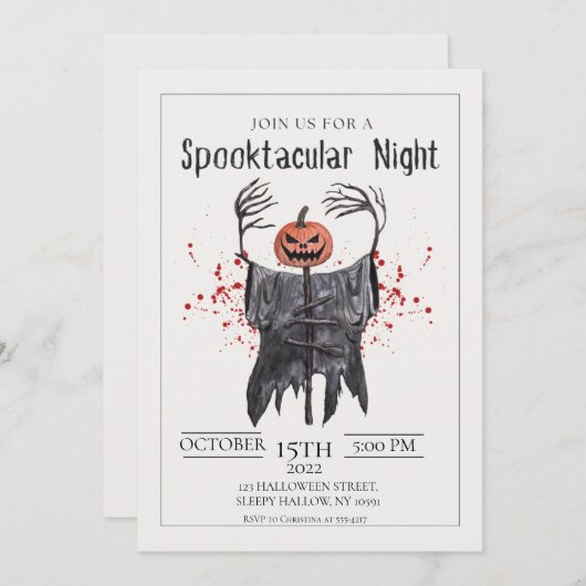 Spooktaculaire uitnodiging van Halloween Party (Voorkant / Achterkant)