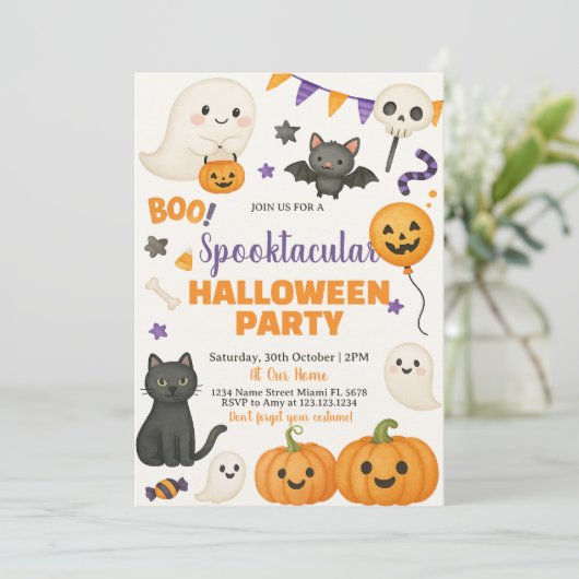 Spooktaculaire uitnodiging van Halloween Party (Staand voorkant)