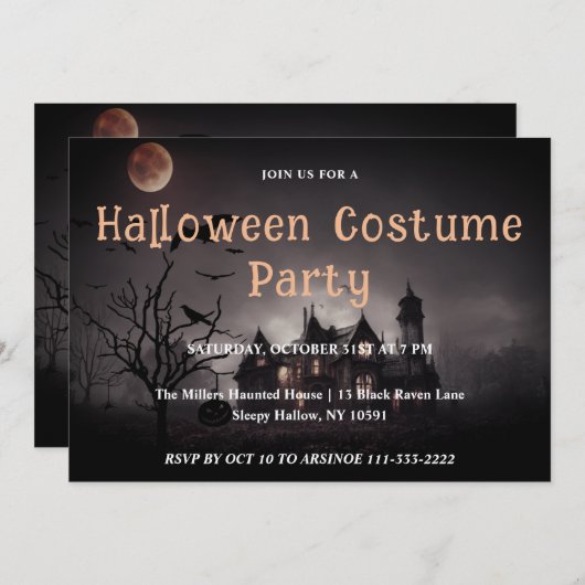 Spooktaculaire uitnodiging van Halloween Party (Voorkant / Achterkant)