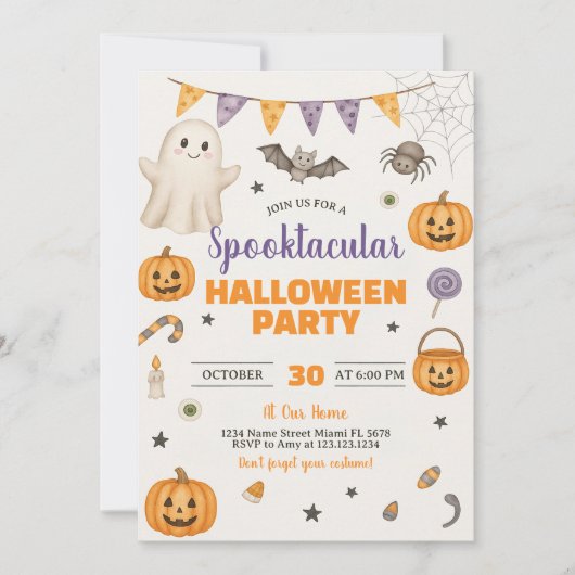 Spooktaculaire uitnodiging van Halloween Party (Voorkant)