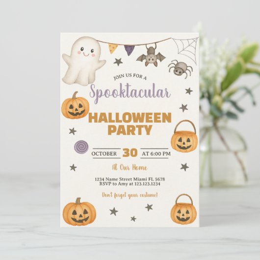Spooktaculaire uitnodiging van Halloween Party (Staand voorkant)