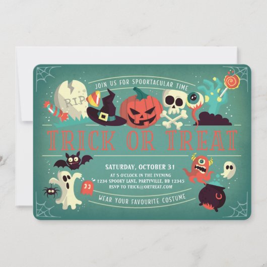 Spooktaculaire uitnodiging van Halloween Party (Voorkant)