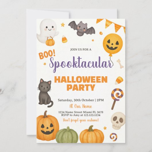 Spooktaculaire uitnodiging van Halloween Party (Voorkant)