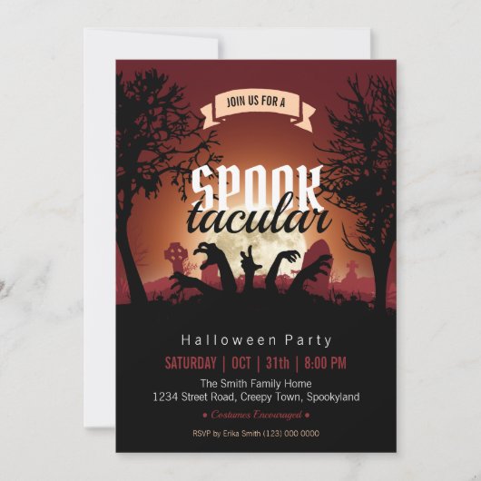 Spooktaculaire uitnodiging van Halloween Party (Voorkant)