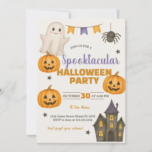 Spooktaculaire uitnodiging van Halloween Party (Voorkant)