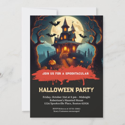 Spooktaculaire uitnodiging van Halloween Party (Voorkant)