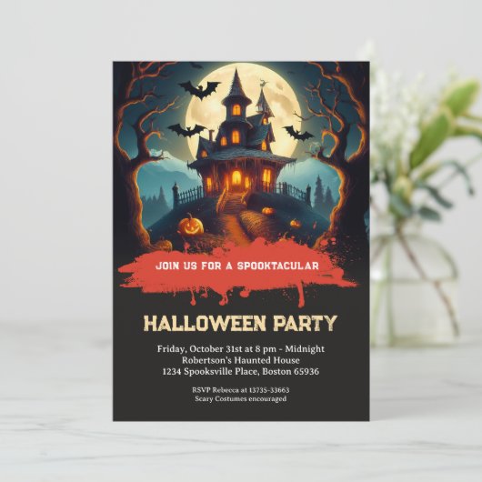 Spooktaculaire uitnodiging van Halloween Party (Staand voorkant)