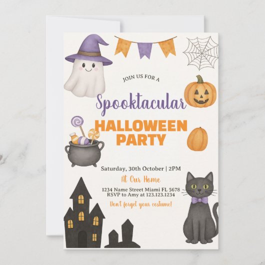 Spooktaculaire uitnodiging van Halloween Party (Voorkant)