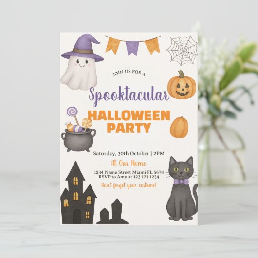 Spooktaculaire uitnodiging van Halloween Party (Staand voorkant)