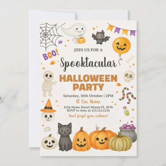 Spooktaculaire uitnodiging van Halloween Party (Voorkant)