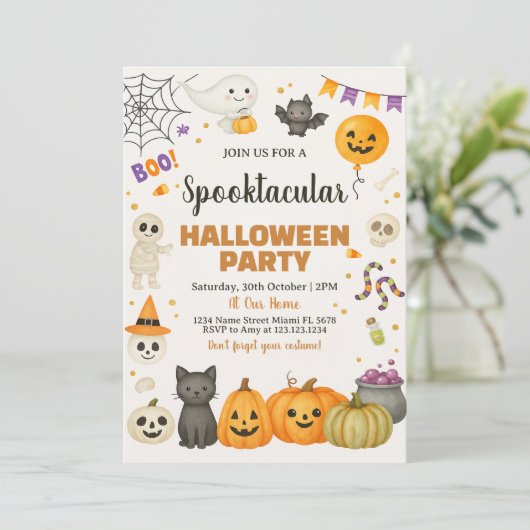 Spooktaculaire uitnodiging van Halloween Party (Staand voorkant)
