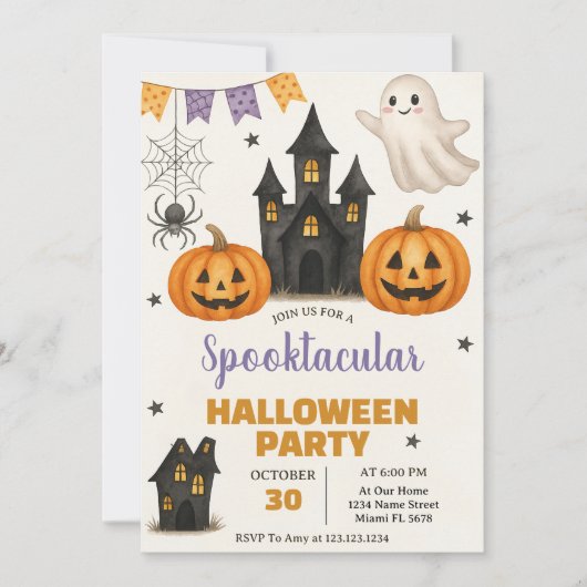 Spooktaculaire uitnodiging van Halloween Party (Voorkant)
