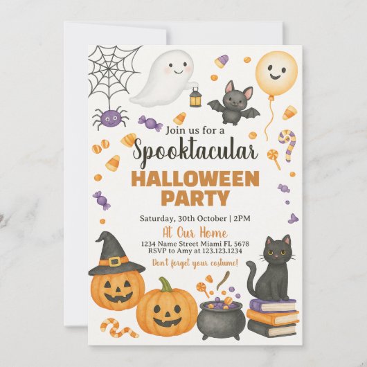 Spooktaculaire uitnodiging van Halloween Party (Voorkant)