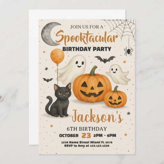 Spooktaculaire uitnodiging voor Birthday (Voorkant / Achterkant)