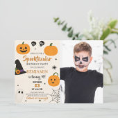 Spooktaculaire uitnodiging voor Birthday (Staand voorkant)