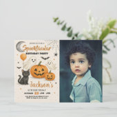Spooktaculaire uitnodiging voor Birthday (Staand voorkant)