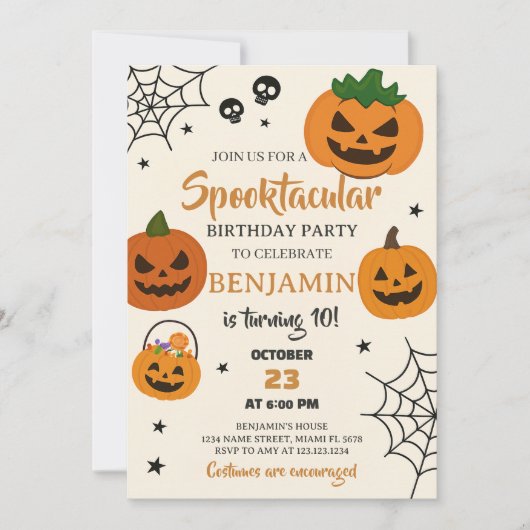 Spooktaculaire uitnodiging voor Birthday (Voorkant)
