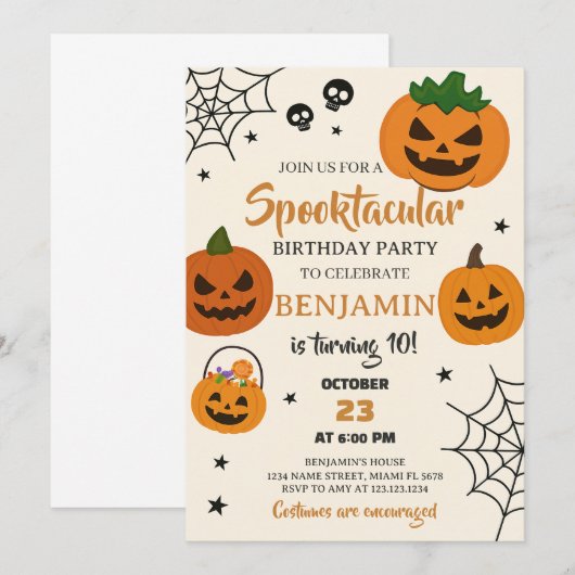 Spooktaculaire uitnodiging voor Birthday (Voorkant / Achterkant)