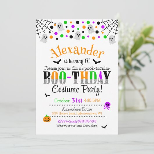 Spooktaculaire uitnodiging voor Birthday (Staand voorkant)