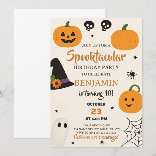 Spooktaculaire uitnodiging voor Birthday (Voorkant / Achterkant)