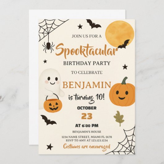 Spooktaculaire uitnodiging voor Birthday (Voorkant / Achterkant)