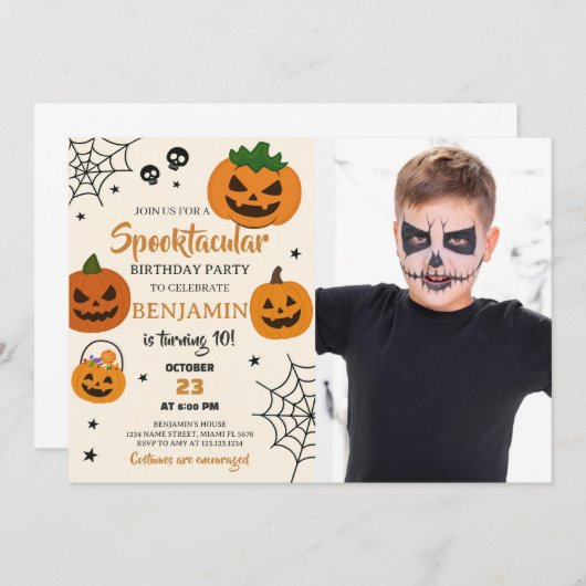 Spooktaculaire uitnodiging voor Birthday (Voorkant / Achterkant)