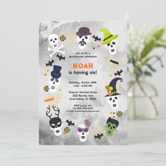 Spooktaculaire uitnodiging voor Birthday (Staand voorkant)