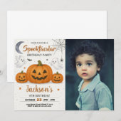Spooktaculaire verjaardagsuitnodiging met foto kaart (Voorkant / Achterkant)