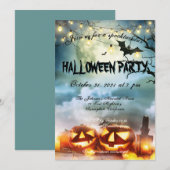 Spooktaculaire volledige maan-halloween-partij kaart (Voorkant / Achterkant)