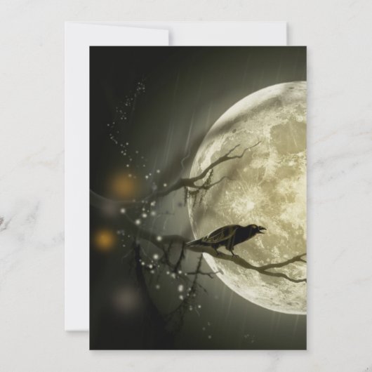 Spooktaculaire volledige maan-halloween-partij kaart (Achterkant)