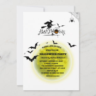 Spooktaculaire volledige maan-halloween-partij kaart