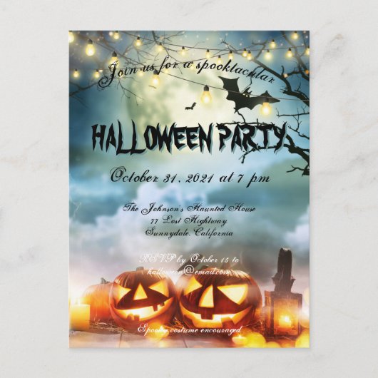 Spooktaculaire volledige Moon Halloween Party nodi Uitnodiging Briefkaart (Voorkant)