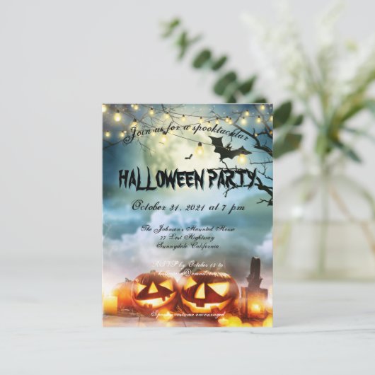 Spooktaculaire volledige Moon Halloween Party nodi Uitnodiging Briefkaart (Staand voorkant)