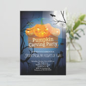 Spooktaculaire vun pomkin Carving Party Halloween Kaart (Staand voorkant)