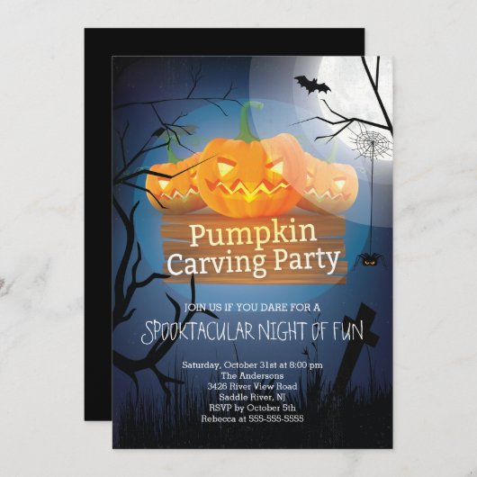 Spooktaculaire vun pomkin Carving Party Halloween Kaart (Voorkant / Achterkant)
