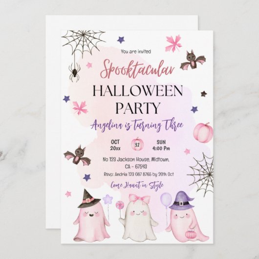 spooktacular 3e verjaardag Halloween Kaart (Voorkant / Achterkant)