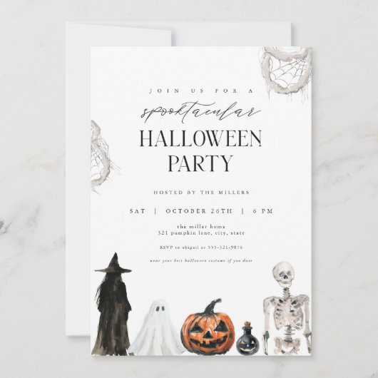 Spooktacular Adult Halloween Party Invitation Kaart (Voorkant)