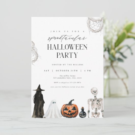 Spooktacular Adult Halloween Party Invitation Kaart (Staand voorkant)