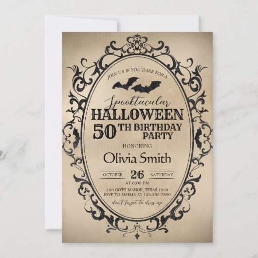 Spooktacular Bat Halloween Verjaardagsfeest Kaart (Voorkant)