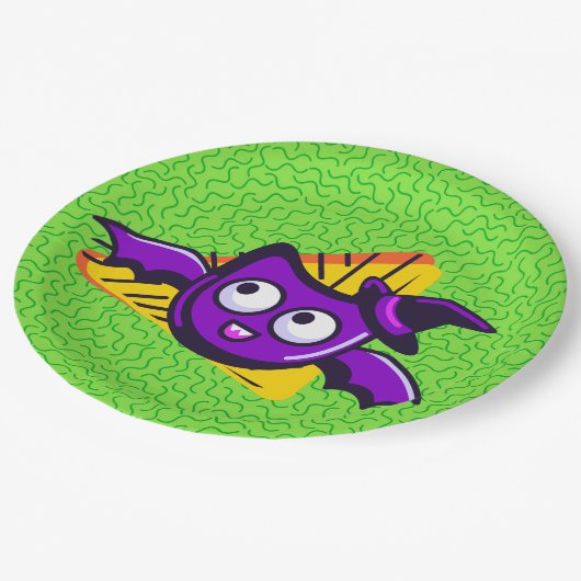 Spooktacular Bats Halloween Plates - Green Papieren Bordje (Gekanteld)