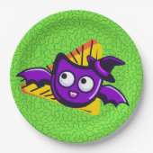 Spooktacular Bats Halloween Plates - Green Papieren Bordje (Voorkant)