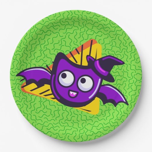 Spooktacular Bats Halloween Plates - Green Papieren Bordje (Voorkant)