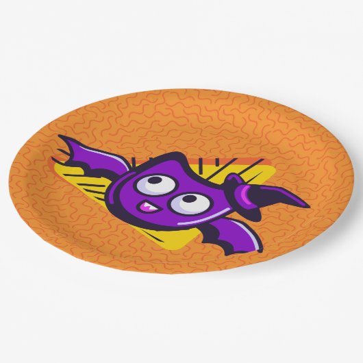 Spooktacular Bats Halloween Plates - Orange Papieren Bordje (Gekanteld)