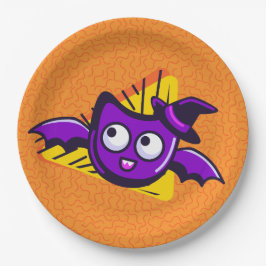 Spooktacular Bats Halloween Plates - Orange Papieren Bordje