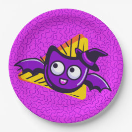 Spooktacular Bats Halloween Plates - Purple Papieren Bordje