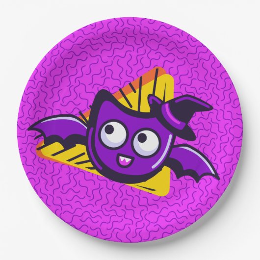 Spooktacular Bats Halloween Plates - Purple Papieren Bordje (Voorkant)